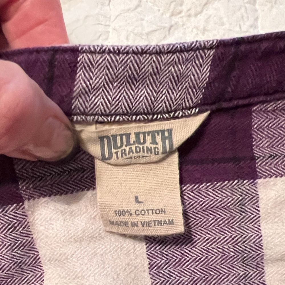 Duluth Trading Co Purple Plaid Button Down Shirt - Picture 3 of 6